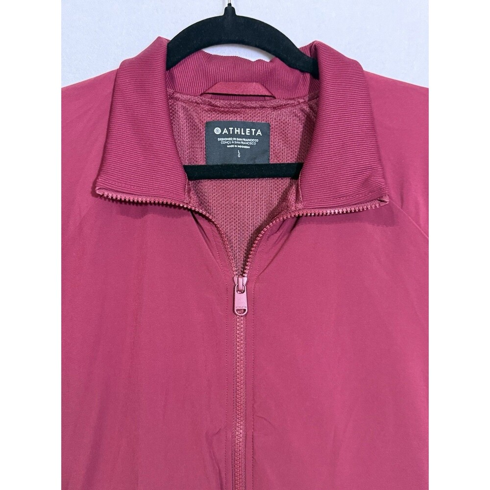 Athleta Cranberry Red Brooklyn Bomber Full Zip Jacket Size L Athleisure Active - Picture 4 of 11